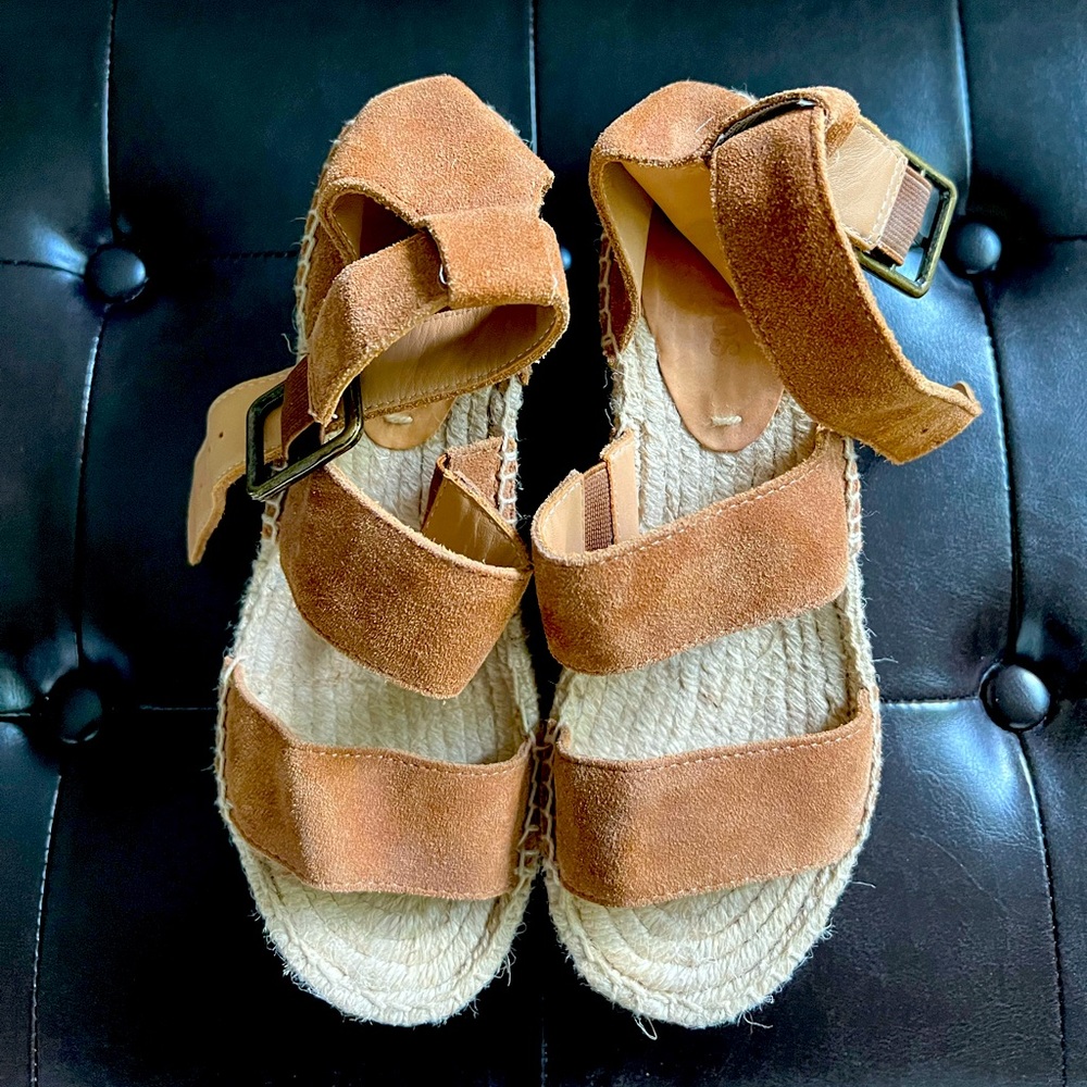 Soludos Tan platform spadrilles sandals